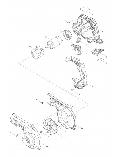 Vue éclatée Makita DUB185#01