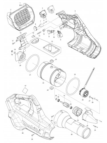 Vue éclatée Makita DUB362#01