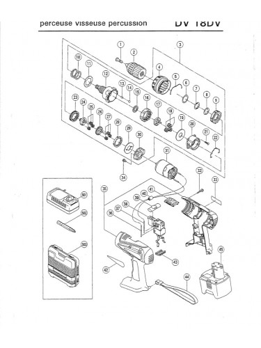 PIECES DETACHEES PERCEUSES VISSEUSES HITACHI DV18DV