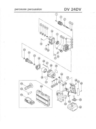 PIECES DETACHEES PERCEUSE PERCUSSION HITACHI DV24DV