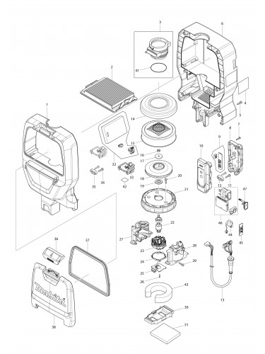 Vue éclatée Makita DVC265#01