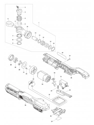 Vue éclatée Makita DWR180#01