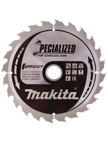 Lames carbures EFFICUT pour bois, pour scies circulaires à batterie Makita