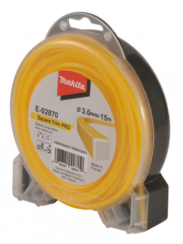 Fil nylon carré Pro, 3,0 mm x 15 m Makita