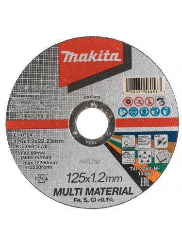 Disque à tronçonner mince 125 x 1,2 x 22,23 mm, C46T, multimatériau Makita