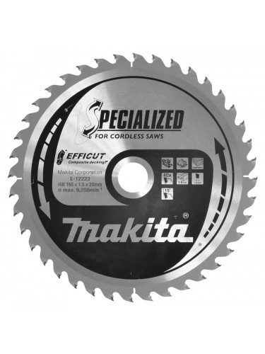LAME CIRCULAIRE EFFICUT BOIS COMPOSITE 165x20MM 40D Makita