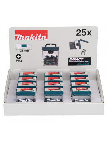 Master Carton 12 x Packs Embouts Impact Black PHILLIPS PH2 25 mm Makita