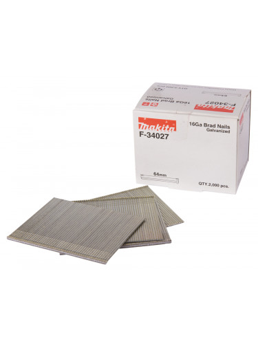 Clous brads T 16 Ga galvanisés 64 mm , pour cloueurs (GF600, DBN600, SKN16, NT65A, IM65) Makita