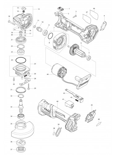 Vue éclatée Makita GA004G#01