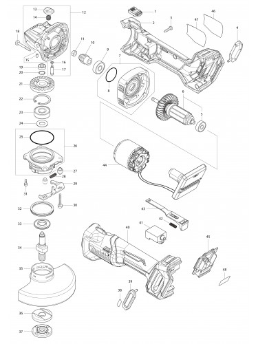 Vue éclatée Makita GA008G#01