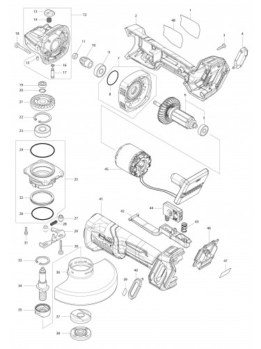 Vue éclatée Makita GA013G#01