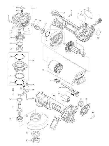 Vue éclatée Makita GA022G#01