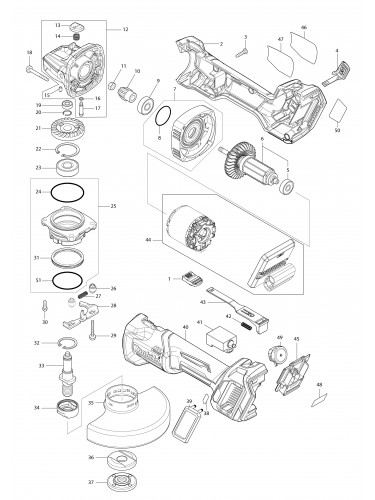Vue éclatée Makita GA023G#01