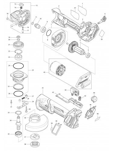 Vue éclatée Makita GA028G#01