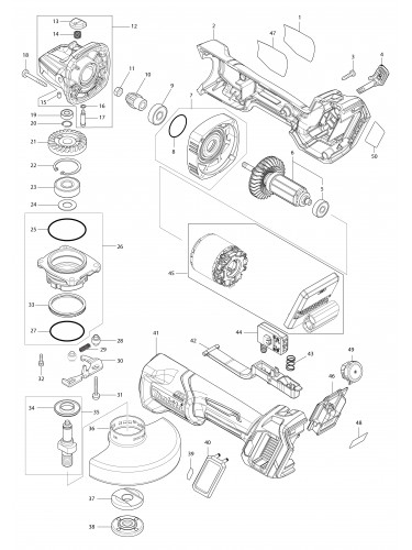 Vue éclatée Makita GA032G#01