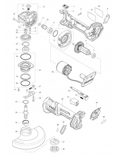 Vue éclatée Makita GA035G#01