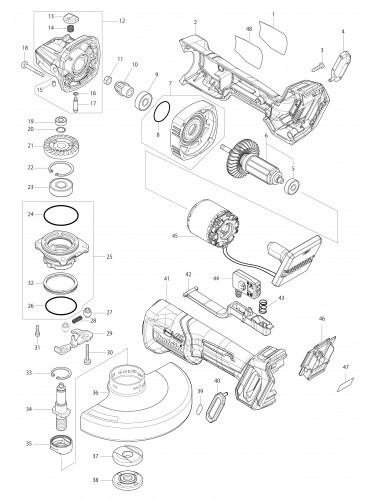 Vue éclatée Makita GA036G#01