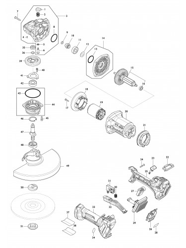Vue éclatée Makita GA038G#01