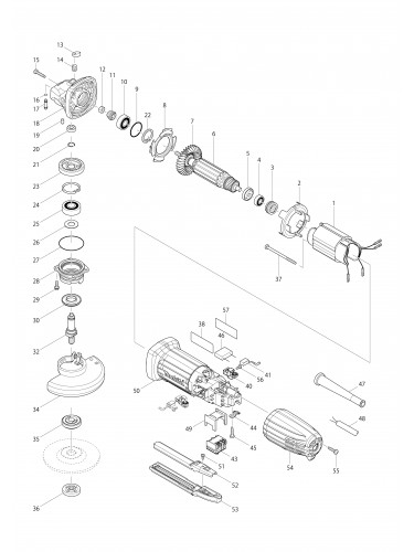 Vue éclatée Makita GA4034#01