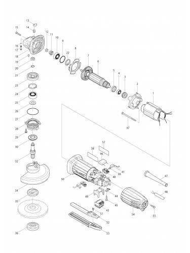 Vue éclatée Makita GA4534#01