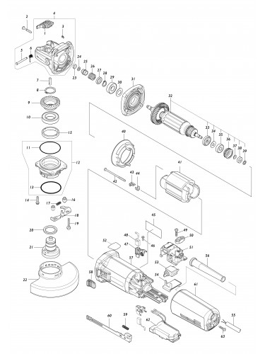 Vue éclatée Makita GA5080R#01