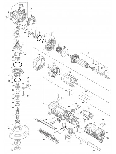 Vue éclatée Makita GA5093#01