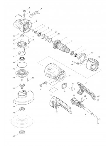 Vue éclatée Makita GA7020R#01