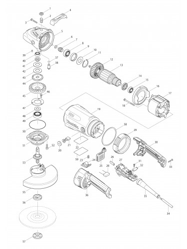Vue éclatée Makita GA7030R#01
