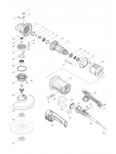 Vue éclatée Makita GA7050R#01