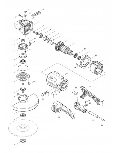 Vue éclatée Makita GA9020#01