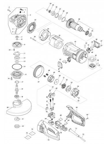 Vue éclatée Makita GA9071#01