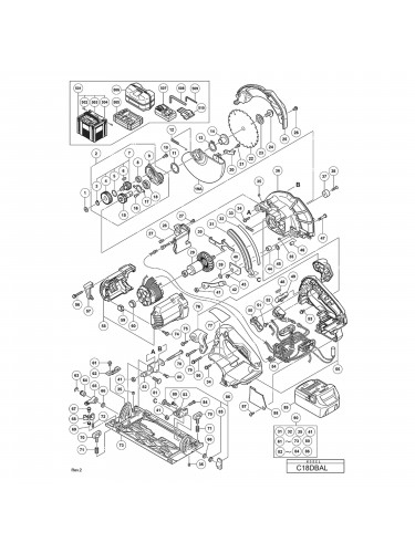 Vue éclatée Hitachi Hikoki C18DBAL #01