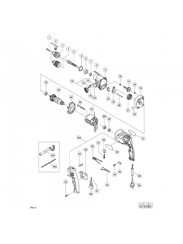 Vue éclatée Hitachi Hikoki D13VB3 #01