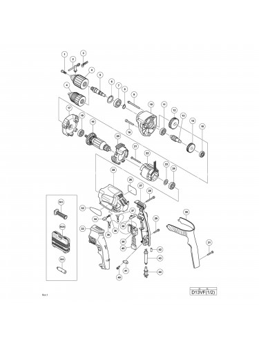 Vue éclatée Hitachi Hikoki D13VF #01