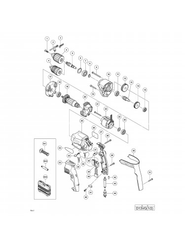 Vue éclatée Hitachi Hikoki D13VG #01