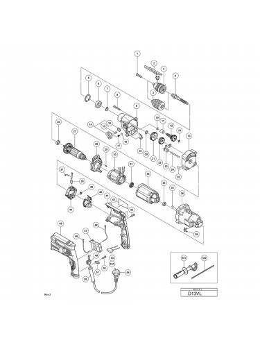 Vue éclatée Hitachi Hikoki D13VL #01