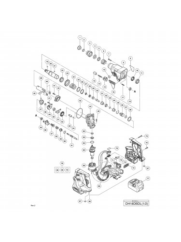 Vue éclatée Hitachi Hikoki DH18DBL #01