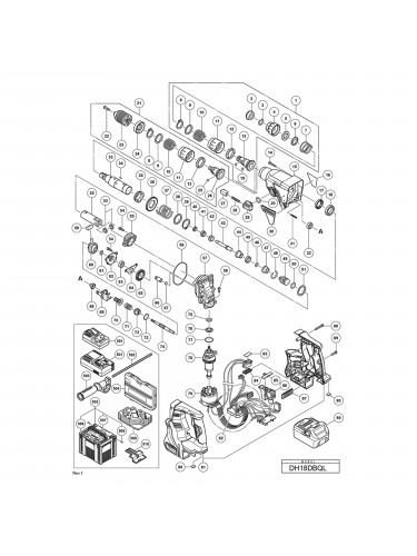 Vue éclatée Hitachi Hikoki DH18DBQL #01