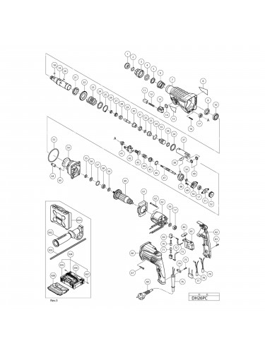 Vue éclatée Hitachi Hikoki DH26PC #01