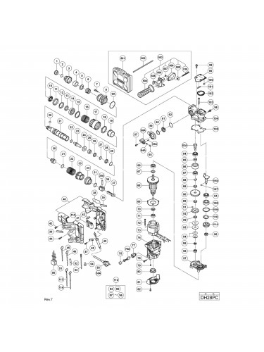 Vue éclatée Hitachi Hikoki DH28PC #01