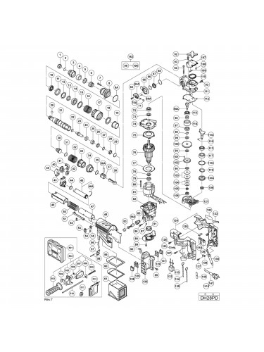 Vue éclatée Hitachi Hikoki DH28PD #01