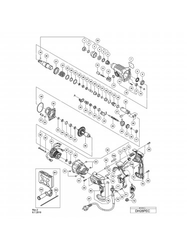 Vue éclatée Hitachi Hikoki DH28PEC #01