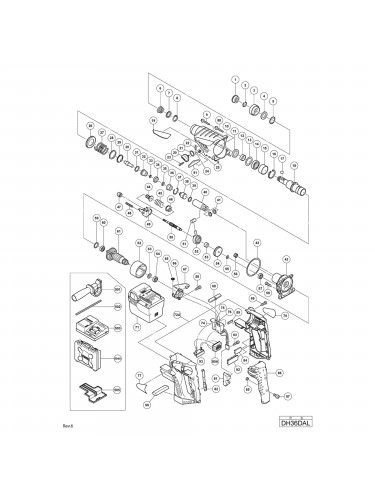 Vue éclatée Hitachi Hikoki DH36DAL #01