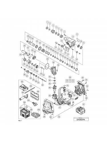Vue éclatée Hitachi Hikoki DH36DPA #01