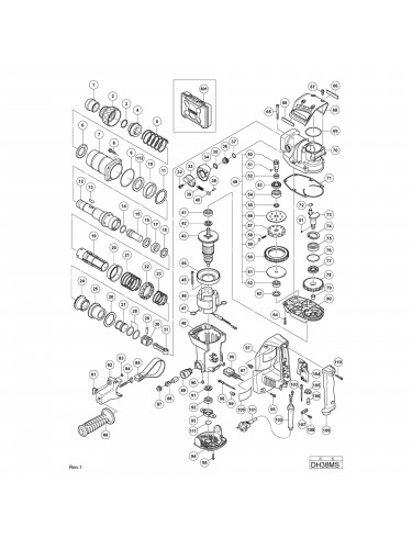 Vue éclatée Hitachi Hikoki DH38MS #01