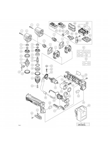 Vue éclatée Hitachi Hikoki DN18DSL #01