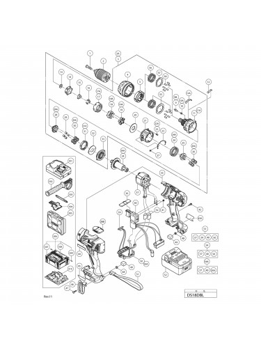 Vue éclatée Hitachi Hikoki DS18DBL #01