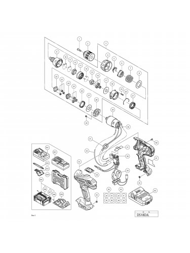 Vue éclatée Hitachi Hikoki DS18DJL #01