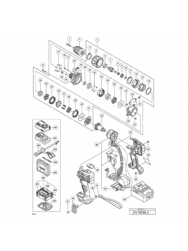 Vue éclatée Hitachi Hikoki DV18DBL2 #01