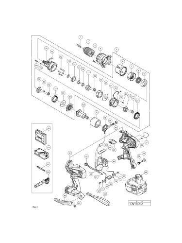 Vue éclatée Hitachi Hikoki DV18DL2 #01